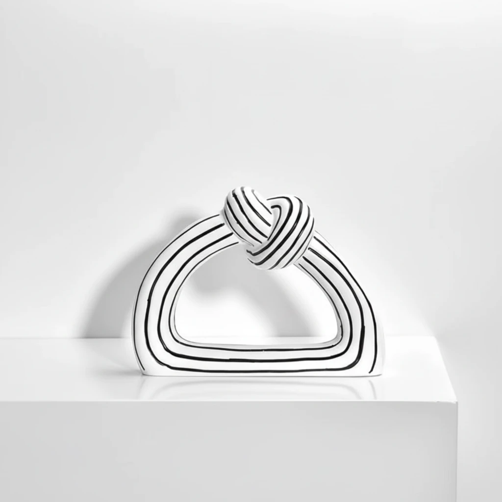 Black and White Striped Abstract Knot Sculpture Triangle Design Home & Garden Sculptures & Statues