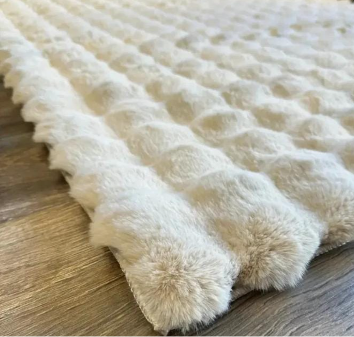 Carpet - Ashler Rabbit Fur Bubble Texture Cream Beige Grey Blue Orange Home & Garden Rugs