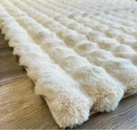 Carpet - Ashler Rabbit Fur Bubble Texture Cream Beige Grey Blue Orange Home & Garden Rugs