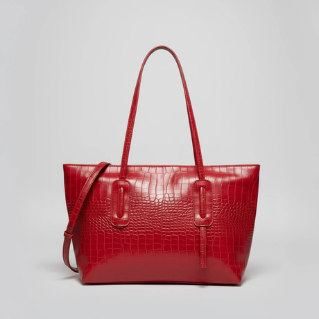 Croc Embossed PU Leather Tote Handbag 45x13x29cm Work Party Travel Chic Red Bags & Accessories Shopper Bags
