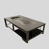 Tea Table -Volcanic Stone Top with Built-In Cooktop and Lower Shelf Black Furniture Kitchen & Dining Room Tables