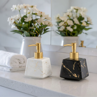 Ceramic Soap Dispenser - 350ml Marble with Gold Pump Home & Garden Soap & Lotion Dispensers