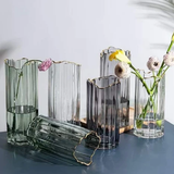 Nordic Ribbed Glass Vase - 28cm Modern Design Home & Garden Vases