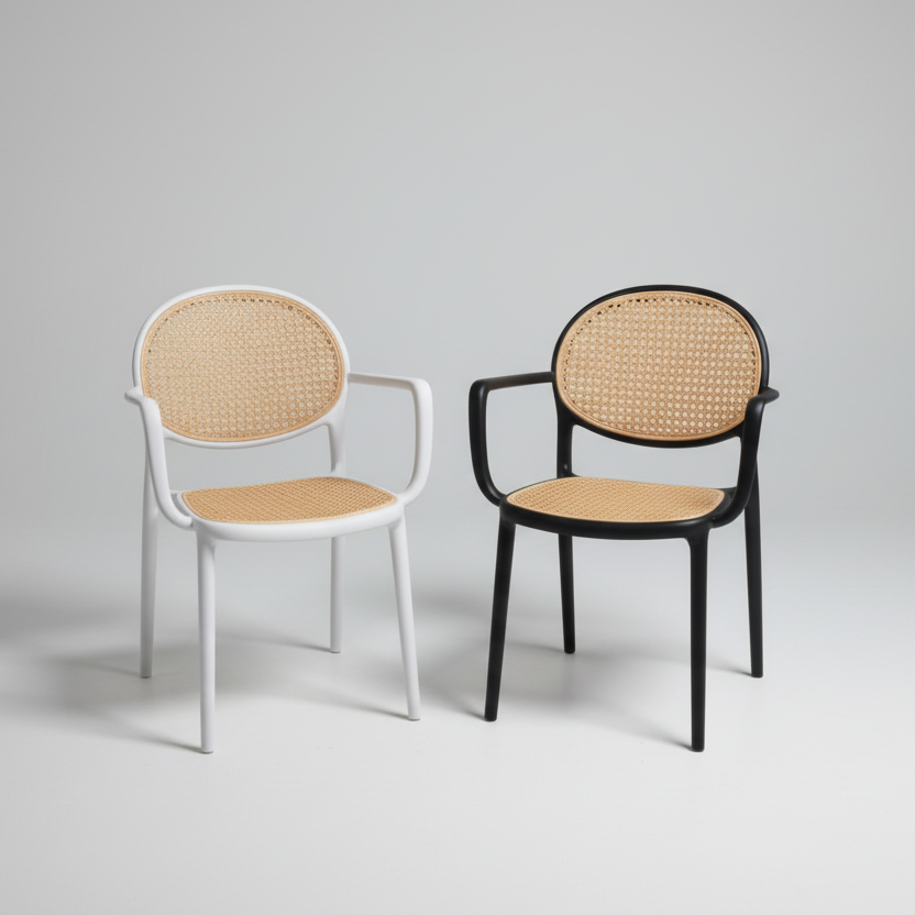 Dining Chair - Modern Rattan with Metal Frame
