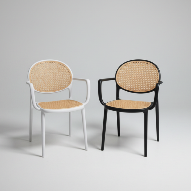 Dining Chair - Modern Rattan with Metal Frame