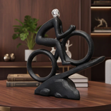 Downhill and Uphill Bicycle Sculpture Ceramic Decor with Silver Accent Home & Garden Sculptures & Statues