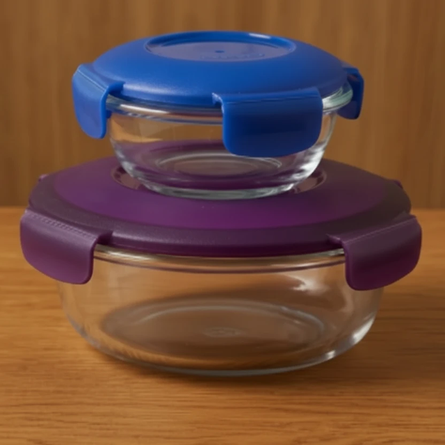 2-Piece Glass Storage Bowl Set with Airtight Lids 820ml 240ml Kitchen & Dining Food Storage Containers