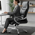 Executive Chair -High Back PU Leather with Silver Frame and Wheels Furniture Office Chairs