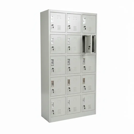 15-Door Steel Locker Cabinet Grey Furniture Storage Cabinets & Lockers