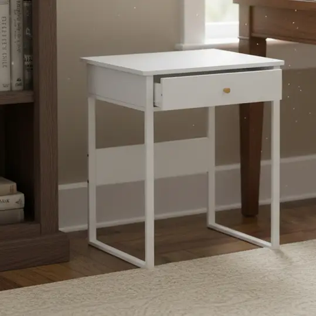 Compact White Student Desk with Single Drawer Study Desk Desks