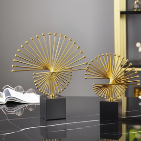Executive Gold Starburst Metal Sculpture with Black Marble Base Home & Garden Sculptures & Statues