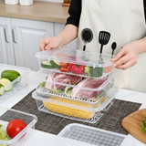 Stackable Fridge Storage Box with Removable Drain Plate Clear PP Meat Fish Vegetables Kitchen & Dining Food Storage Containers