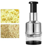 Food Chopper - Manual Press with Stainless Steel Blades and Clear Bowl Kitchen & Dining Garlic Presses