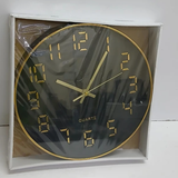 Wall Clock - Quartz 30cm Diameter with Gold Ring Home Decor Wall Clocks