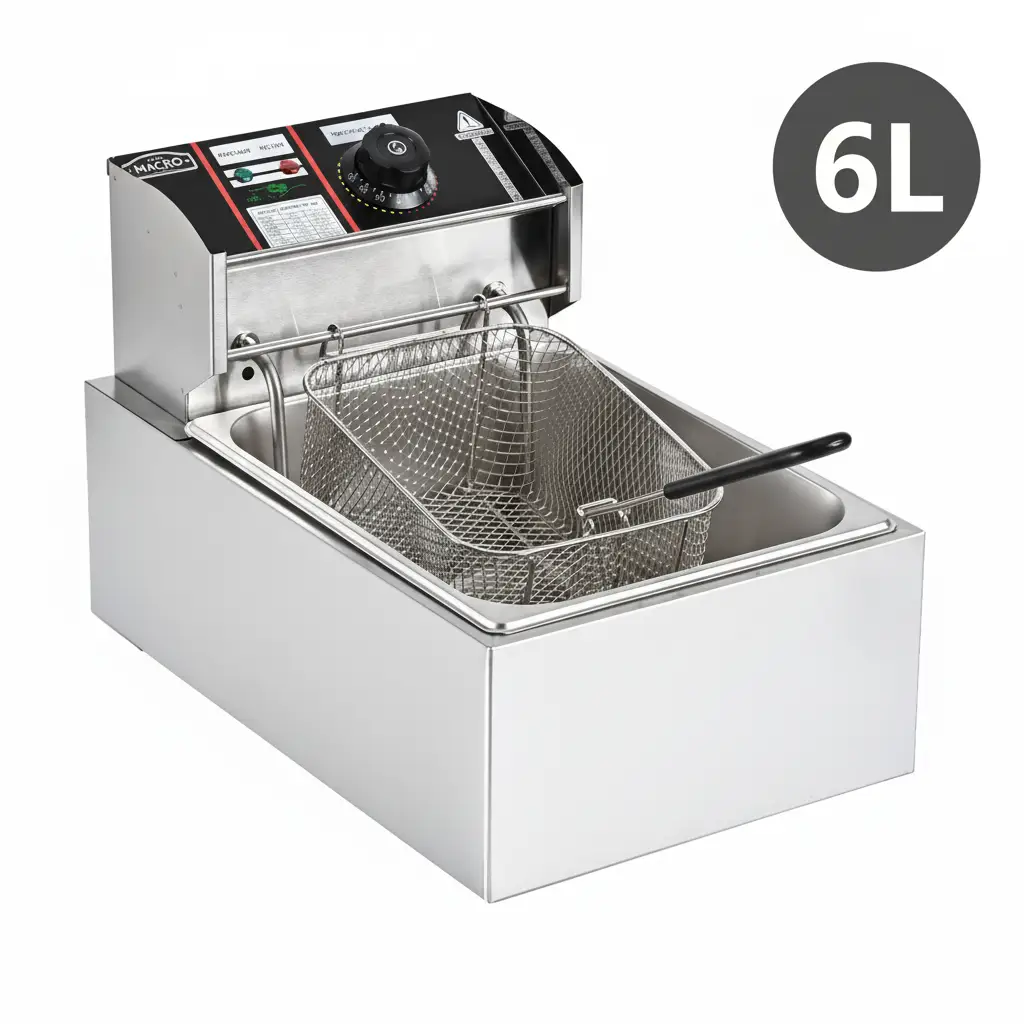 Electric Deep Fryer - Single Tank 6L Stainless Steel Temperature Control Kitchen & Dining Deep Fryers