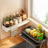 Sink Caddy - Wall-Mounted No-Drill ABS with Drip Tray and Towel Bar Kitchen & Dining Sink Caddies
