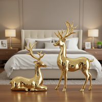 2-Piece European Gold Electroplated Resin Deer Figurines Home Office Decor Home & Garden Figurines