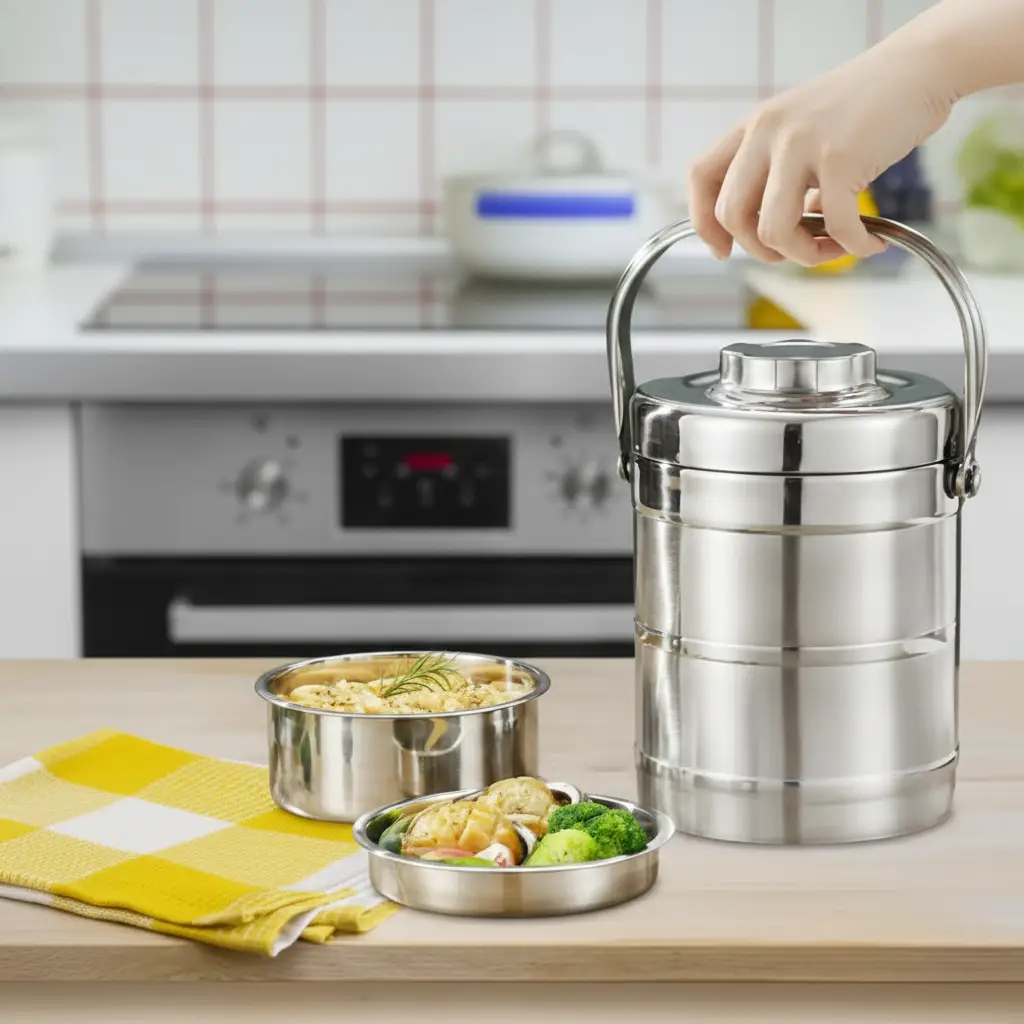 Lunch Container - Stainless Steel 2L Insulated Stackable Multi-Layer Airtight Kitchen & Dining Lunch Containers