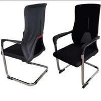 Office Chair - High Back Mesh and Fabric Visitor Chair with Chrome Sled Base Black Furniture Office Chairs