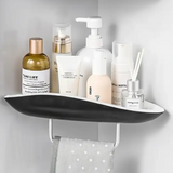 Bathroom Shelf - 2-Tier Corner Organiser with Towel Bar Black White Home & Garden Wall Shelves & Ledges