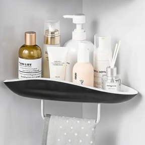 Bathroom Shelf - 2-Tier Corner Organiser with Towel Bar Black White Home & Garden Wall Shelves & Ledges