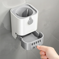 Wall Mounted Long Handle Toilet Brush with Holder 49cm Flexible Bristles No Dead Corner Drainage Drawer Home & Garden Toilet Brushes