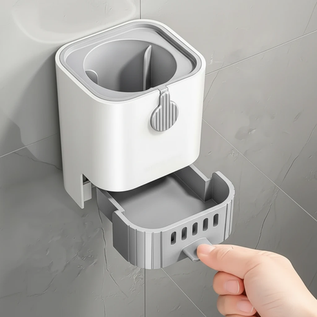 Wall Mounted Long Handle Toilet Brush with Holder 49cm Flexible Bristles No Dead Corner Drainage Drawer Home & Garden Toilet Brushes