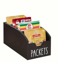 Wooden Packets Organiser 3-Slot Tea Bag Coffee Sachet Holder 28x13.4x12.7cm Black Kitchen & Dining Kitchen Counter & Beverage Station Organizers