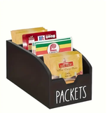 Wooden Packets Organiser 3-Slot Tea Bag Coffee Sachet Holder 28x13.4x12.7cm Black Kitchen & Dining Kitchen Counter & Beverage Station Organizers