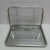 French Fries Basket - Heat-Resistant Stainless Steel with Tray Large Set Kitchen & Dining Roasting Pan Racks