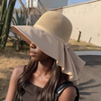 Sun Hat - Women's Wide Brim Straw with Chiffon Shawl Bow Beige Fashion Accessories Sun Hats
