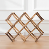 Foldable 10-Bottle Wood Wine Rack Rustic Burnt Pine Diamond Lattice Kitchen & Dining Wine Racks