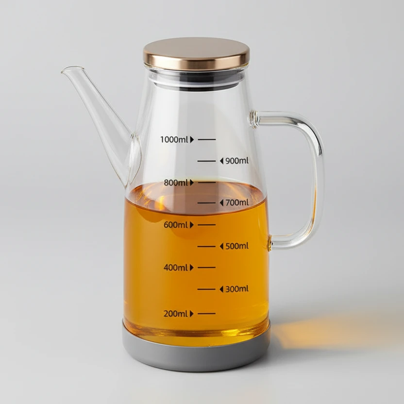 1000ml Borosilicate Glass Oil Dispenser with Silicone Base Anti-Drip Kitchen & Dining Oil Dispensers