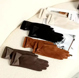 Winter Gloves - Women's Velvet-Lined Leather Warm One Size Black Brown Khaki Clothing & Accessories Gloves & Mittens