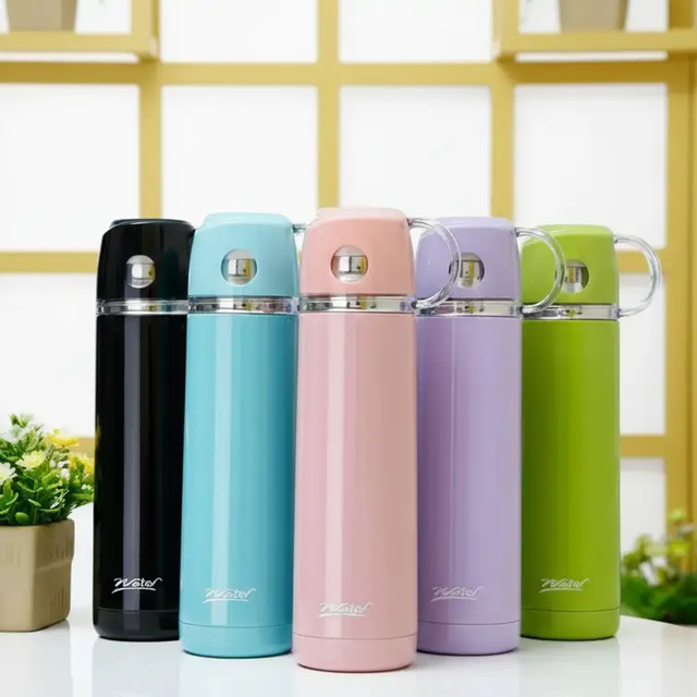 Thermo Flask - Water 500ml Stainless Steel Vacuum Insulated Black Blue Pink Purple Green Kitchen & Dining Thermoses