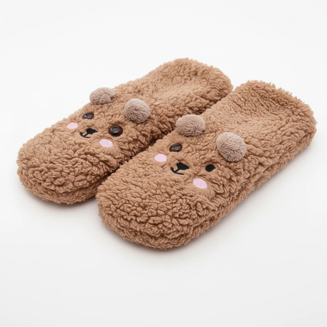 Fluffy Bear Slipper Socks Anti-Slip Sherpa Mid-Calf Home & Garden Crew Socks