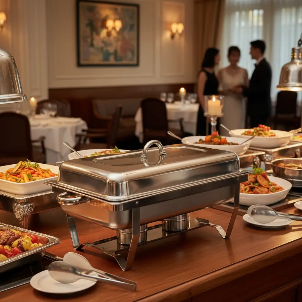 Chafing Dish - 11L Stainless Steel 2-Pan Buffet Food Warmer with Lid Fuel Holders Kitchen & Dining Chafing Dishes