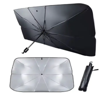 Foldable Car Windscreen Sun Shade Umbrella UV Block Silver Reflective 10-Rib Compact Carry Sleeve Automotive Sun Shades