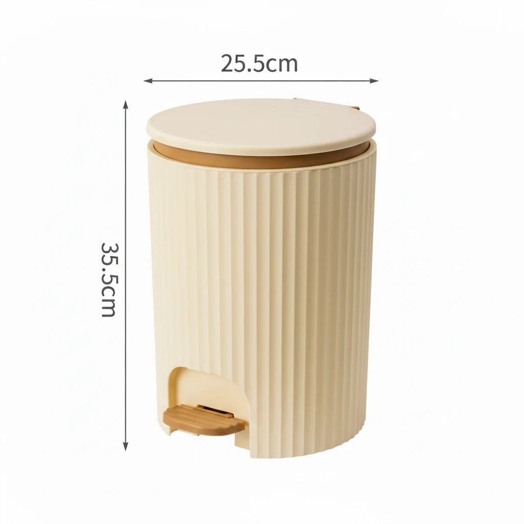 Foot Pedal Trash Can with Ribbed Design 10L Plastic Dustbin Home & Garden Trash Cans