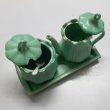 Ceramic Tea Set - Executive 3-in-1 400ml Kettle 250ml Sugar Dish Tray Spoon Kitchen & Dining Coffee & Tea Sets