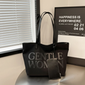 Gentlewoman 2-in-1 Canvas Tote Bag with Matching Mini Zip Pouch Bold Serif Print Black Khaki Bags & Accessories Tote Bags
