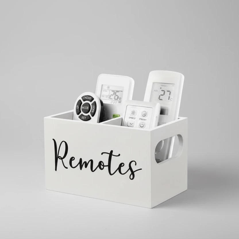 Remote Control Holder Storage Organizer Box with Handle 3 Compartments Home & Garden Household Storage Caddies