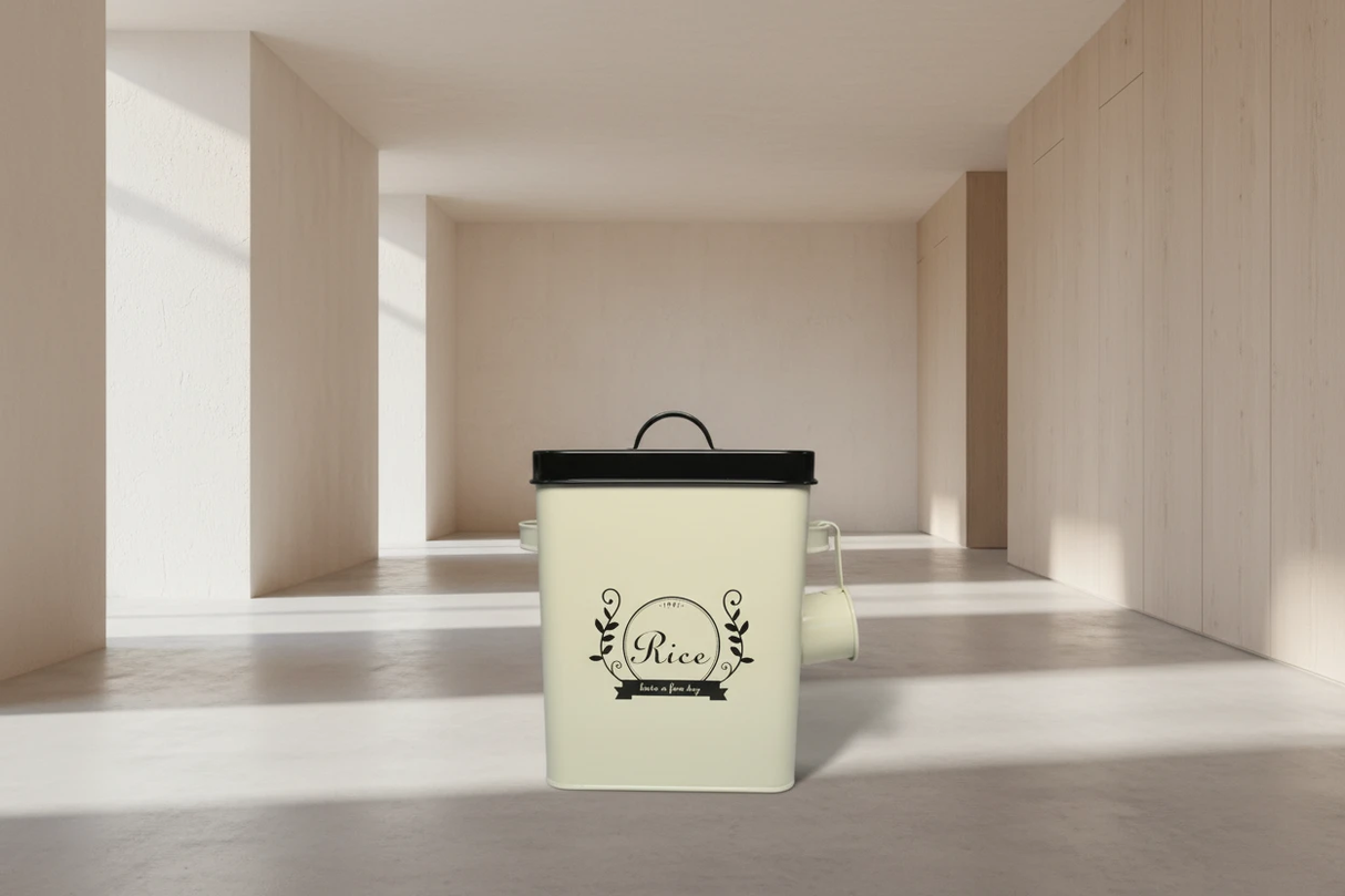 Rice Storage Container - Airtight 4kg with Scoop & Handles | White Kitchen & Dining Food Storage Containers
