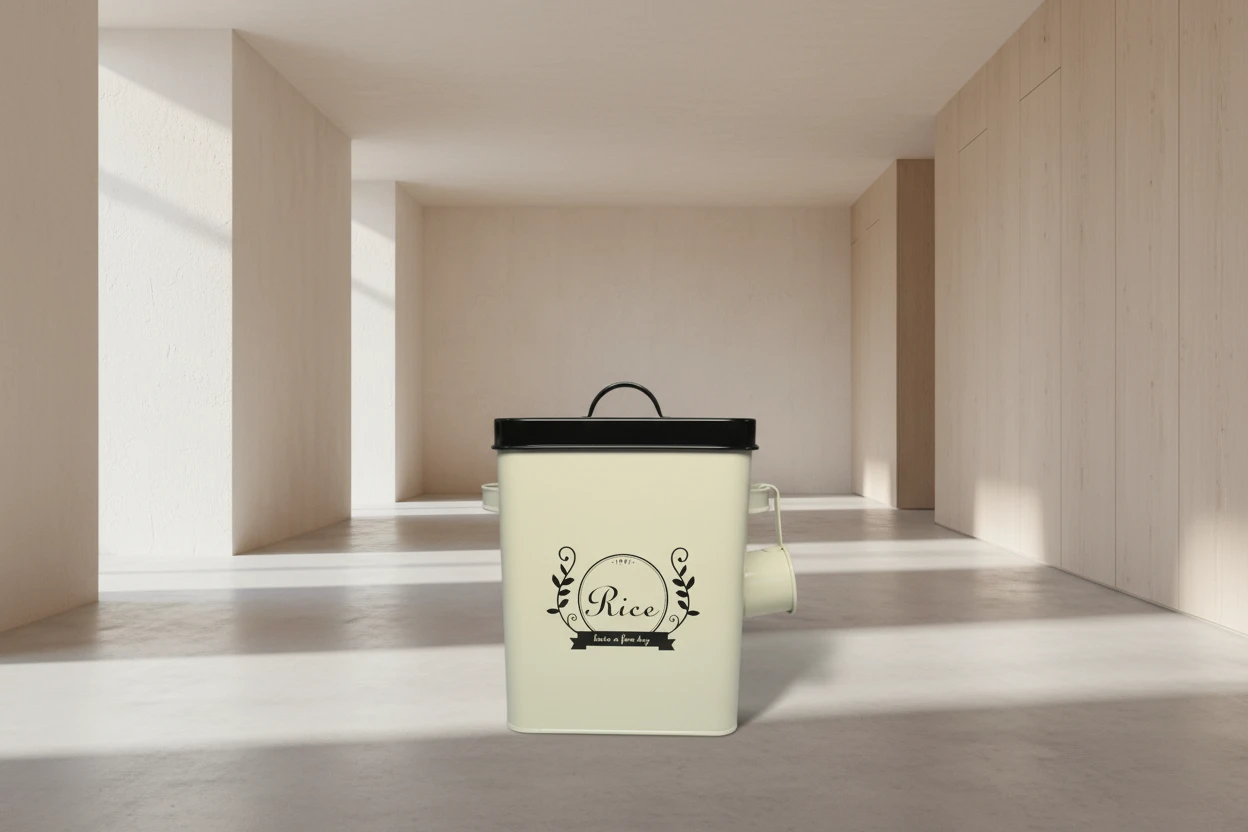 Rice Storage Container - Airtight 4kg with Scoop & Handles | White Kitchen & Dining Food Storage Containers