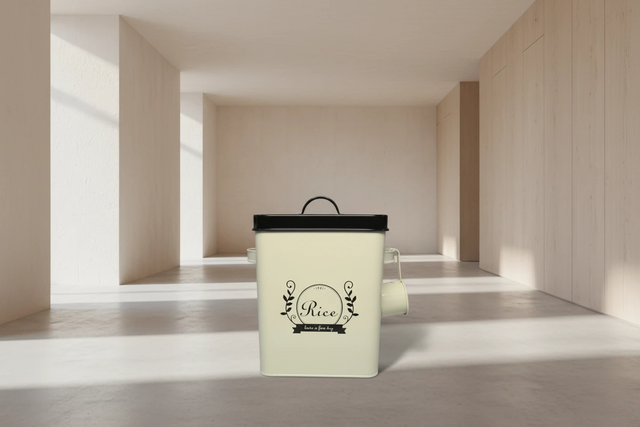 Rice Storage Container - Airtight 4kg with Scoop & Handles | White Kitchen & Dining Food Storage Containers