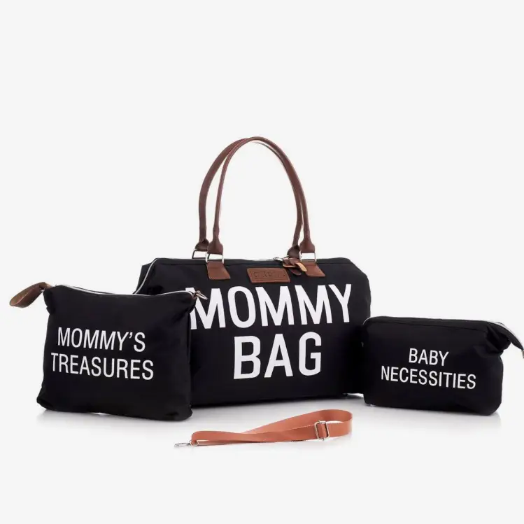 3-in-1 Mommy Bag Set Diaper Tote + Mommy's Treasures + Baby Necessities Pouches Black Beige Brown Baby & Kids Diaper Bags