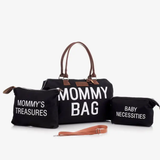 3-in-1 Mommy Bag Set Diaper Tote + Mommy's Treasures + Baby Necessities Pouches Black Beige Brown Baby & Kids Diaper Bags