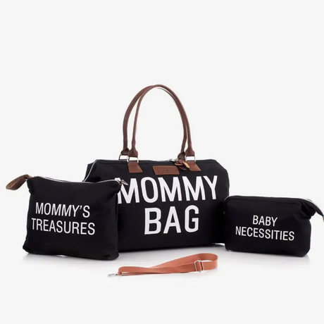 3-in-1 Mommy Bag Set Diaper Tote + Mommy's Treasures + Baby Necessities Pouches Black Beige Brown Baby & Kids Diaper Bags