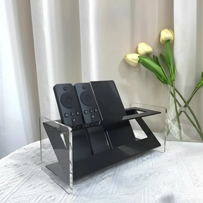 Remote Control Holder - Acrylic 3-Slot with Black Accents Home & Garden Household Storage Caddies