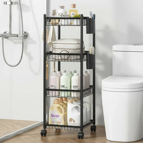 Storage Cart - 4-Tier Rolling Wire Rack with Side Caddy Home & Garden Carts